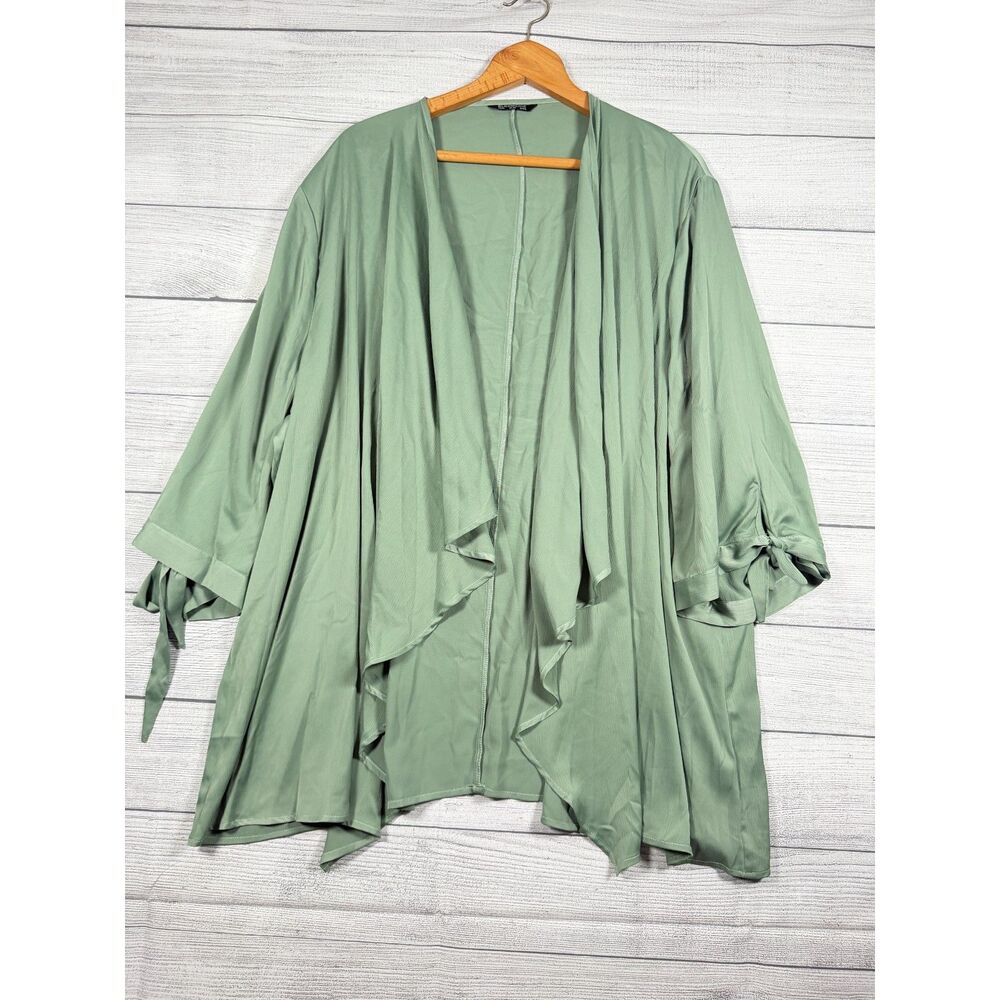 BloomChic Womens 4X Size 26 Sage Green Draped Open Front Cardigan 4250